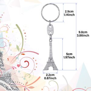 Junkin 30 Pieces Eiffel Tower Keychain Retro Keychain Decorations Purse Charms Statue Model Prom Keychain French Souvenirs (Silver)