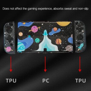 PERFECTSIGHT Glitter Protective Case for Nintendo Switch OLED Kirby Fans, Cute Bling Clear Soft TPU Slim Cover, Dockable Case for NS Console and Joy-Con Controller - Shock-Absorption Anti-Scratch