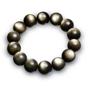 YANYUNZHUBAO Natural Gold Black Obsidian Bracelet Healing Crystals Jewelry Volcanic Rock Stone Ward Off Evil Spirits