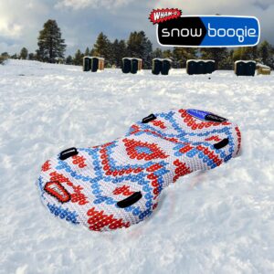 Snowboogie Super Double SnowTube 64" | Double Rider Snow Sleds | Inflatable Sled with Soft Handles | Slick Bottom for Speed & Control | Snow Sledding for Adults & Children | Nordic knit pattern design