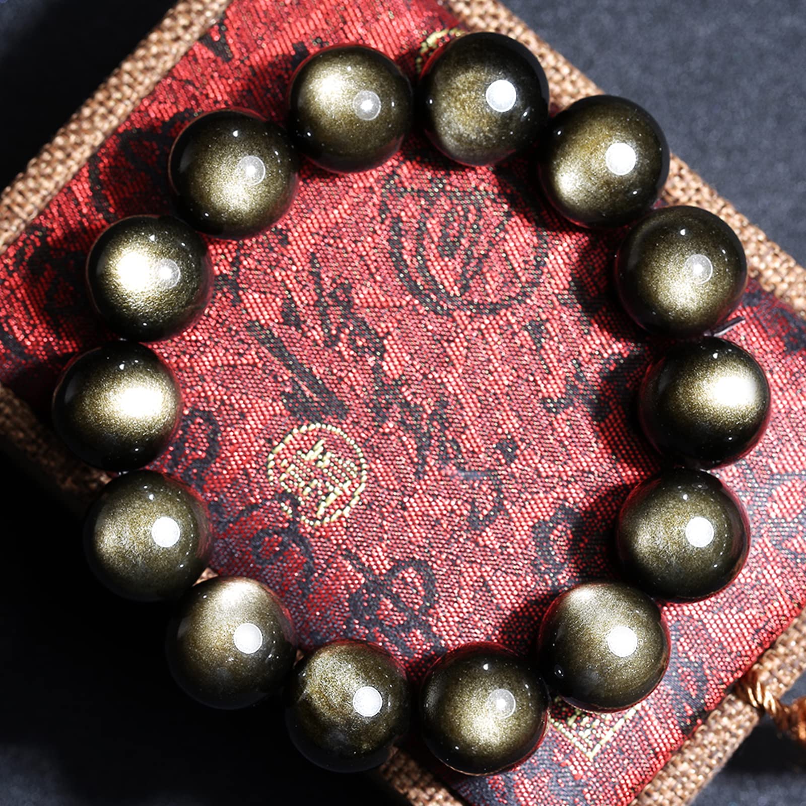 YANYUNZHUBAO Natural Gold Black Obsidian Bracelet Healing Crystals Jewelry Volcanic Rock Stone Ward Off Evil Spirits