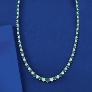 Ross-Simons Gemstone and 1.50 ct. t.w. Diamond Tennis Necklace in Sterling Silver