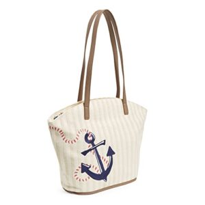 Vera Bradley Women's Straw Tote Bag, Regatta Anchor Navy, One Size