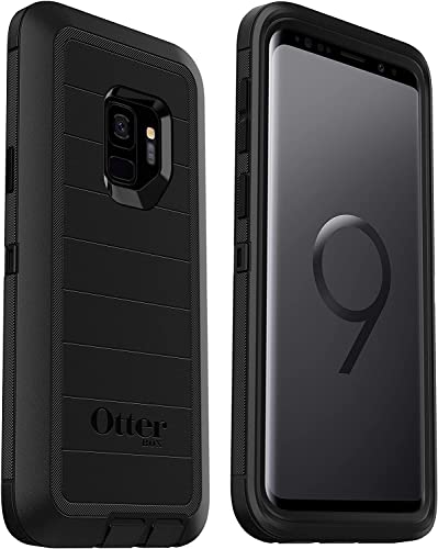 OtterBox Defender Series Rugged Case & Belt Clip Holster for Samsung Galaxy S9 (ONLY) Non-Retail Packaging - Black - with Microbial Defense