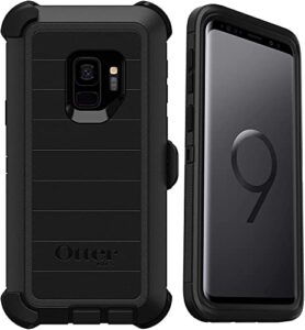 otterbox defender series rugged case & belt clip holster for samsung galaxy s9 (only) non-retail packaging - black - with microbial defense