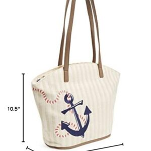 Vera Bradley Women's Straw Tote Bag, Regatta Anchor Navy, One Size