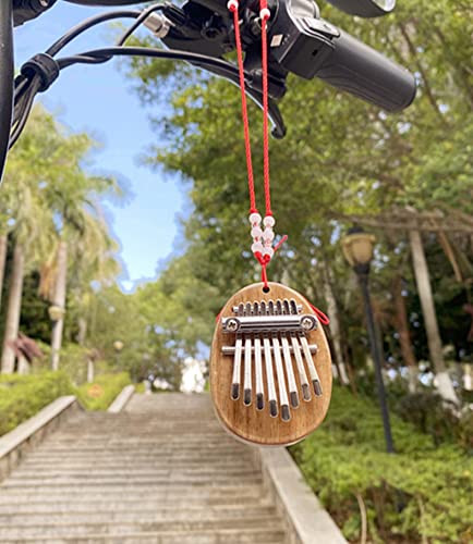 SLDHR Mini 8 keys Kalimba thumb piano, portable marimba music thumb piano pendant with lanyard, a unique gift for children, adults and beginners (Oval) (B11-1)