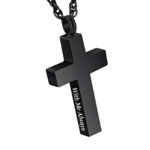 XIUDA Cremation Cross Necklace for Ashes Cross Urns Jewelry Locket Pendant Ashes Holder Stainless Steel Memorial Cremation Jewelry for Men Women