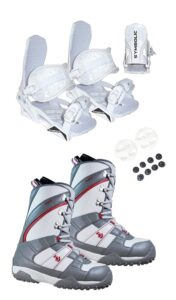 symbolic northwave freedom snowboard boots white bindings women's girls package 9 9.5 (white bindings included to fit boot, boot fit ladys 9-9.5 (m4))