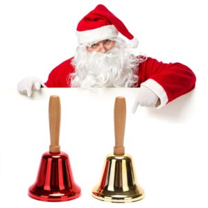 ARFUKA Hand Bells Silver Steel Service Handbells Black Wooden Handle Metal Bells Musical Percussion Dinner Bell Classroom Bell Multi-Purpose Events Bell Christmas Hand Bell Pakc of 2