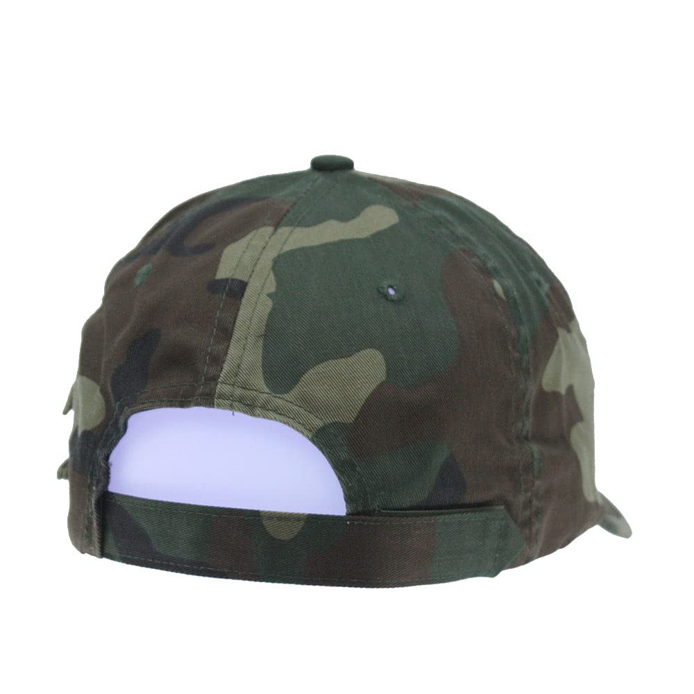 Zipper Pocket Washed Cotton Sandwich Adjustable Baseball Cap (Woodland Camo)