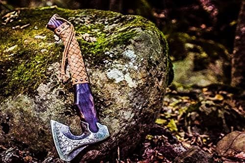 Forged Carbon Steel Viking Axe with Ashwood Shaft | Viking Axe Real Bearded Camping Axe with Leather Sheath | Best Birthday, Anniversary for him