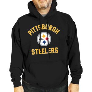 team fan apparel nfl adult gameday hooded sweatshirt - poly fleece cotton blend - stay warm and represent your team in style (pittsburgh steelers - black, adult large)