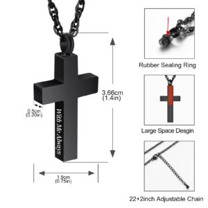 XIUDA Cremation Cross Necklace for Ashes Cross Urns Jewelry Locket Pendant Ashes Holder Stainless Steel Memorial Cremation Jewelry for Men Women