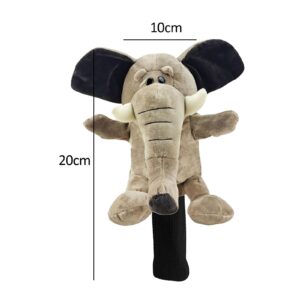 SM SunniMix Soft Plush Golf Club Driver Headcover, Cute Animal Golf Wood Headcovers, Women Men Golfer Gift & Golf Bag Accessories - Elephant