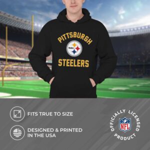 Team Fan Apparel NFL Adult Gameday Hooded Sweatshirt - Poly Fleece Cotton Blend - Stay Warm and Represent Your Team in Style (Pittsburgh Steelers - Black, Adult Large)