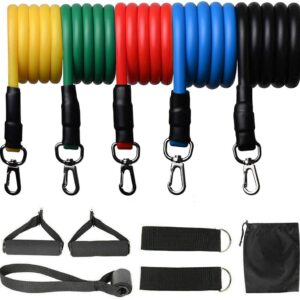 MOJCO Suspension Resistance Bands 11PCS Stackable Resistance Bands Set Workout Exercise Yoga Workout Fitness Training Tubes - 100 lbs