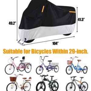 Sibosen Premium Bike Cover Adult Tricycle Cover Fits Most 3 Wheel Bikes Motorcycles Outdoor Storage, 104" L x 43.3" W x 49" H