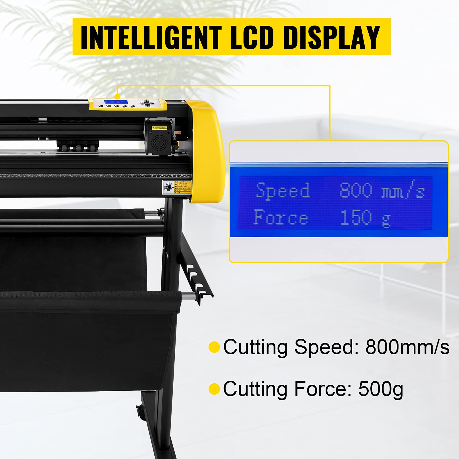 VEVOR Vinyl Cutter Machine, 34 in / 870 mm Max Paper Feed Cutting Plotter, Automatic Camera Contour Cutting LCD Screen Printer with Stand Adjustable Force and Speed for Sign Making Plotter Cutter