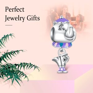 MGIUL Teapot and Teacup Couple Charm Beads for Women Bracelets Necklaces 925 Sterling Silver Pendants Jewelry Gift