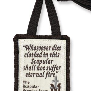 Pack of 2 - Scapulars Catholic Necklace (Traditional Brown Wool, Double Stitched) Our Lady Of Mount Carmel and Saint Simon Stock - Made in the USA