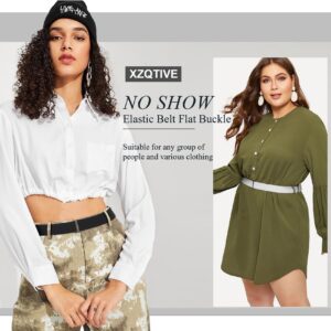 XZQTIVE 4 Pieces 6 Pieces Invisible No Show women Belt Stretch Elastic Adjustable with Flat Buckle for Jeans Pants Dresses