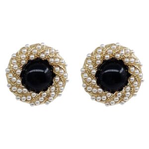 youmocd stud earrings for women black round pearl earings fashion jewelry