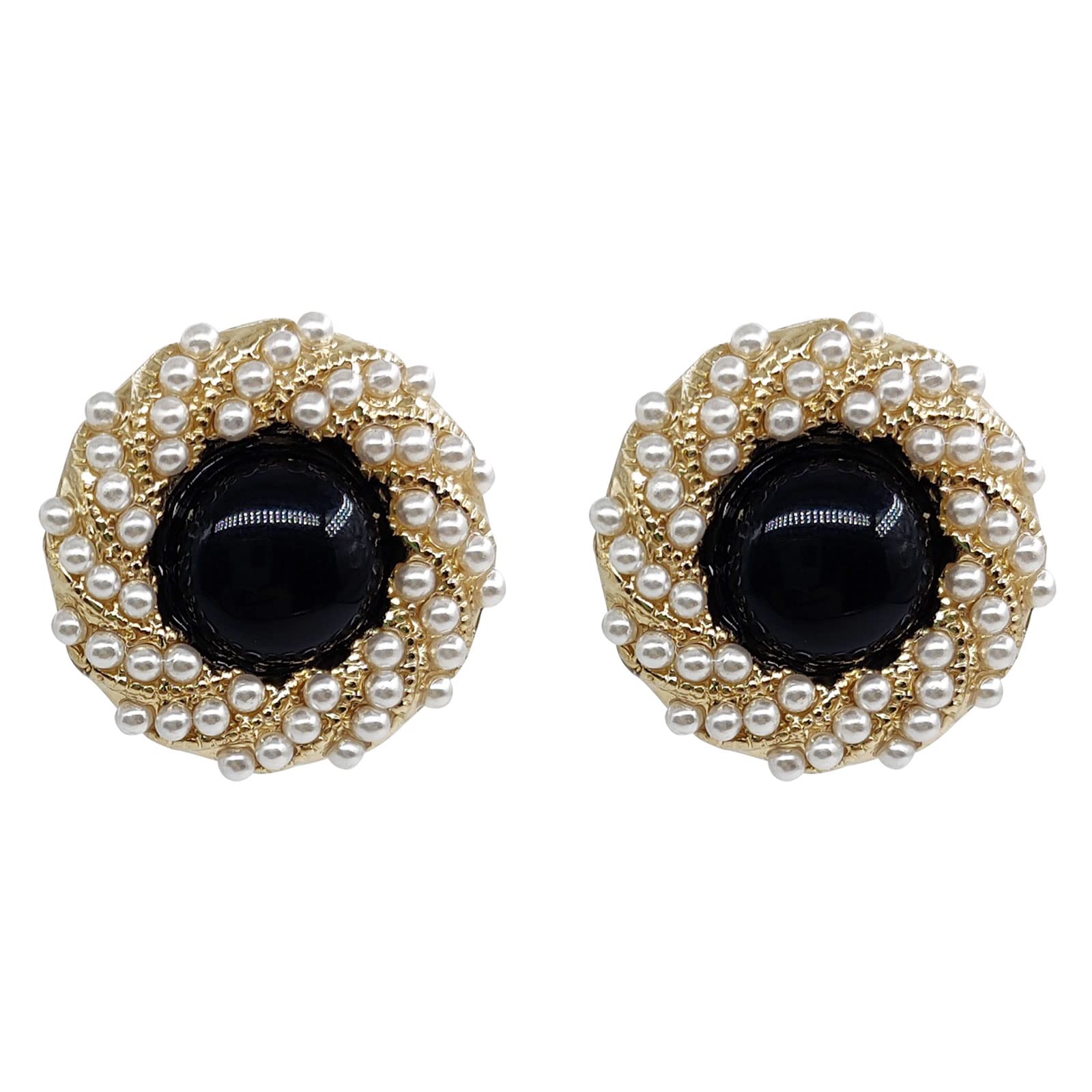 YOUMOCD Stud Earrings for Women Black Round Pearl Earings Fashion Jewelry