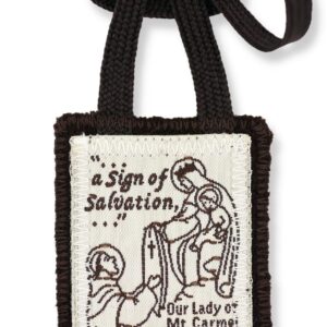 Pack of 2 - Scapulars Catholic Necklace (Traditional Brown Wool, Double Stitched) Our Lady Of Mount Carmel and Saint Simon Stock - Made in the USA