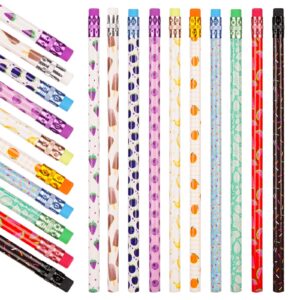 saiweilai online 100 pieces scented pencils school pencils cylinder wood pencils smelly pencils with fruit elements for teachers children classrooms and party gifts supplies, 10 styles (100)