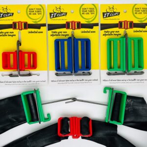 IT Clips: Make your own adjustable bungee cord and tie down straps using flat inner bicycle tubes (Road Bike and Mountain Bike size) (Green Mountain Bike Size)