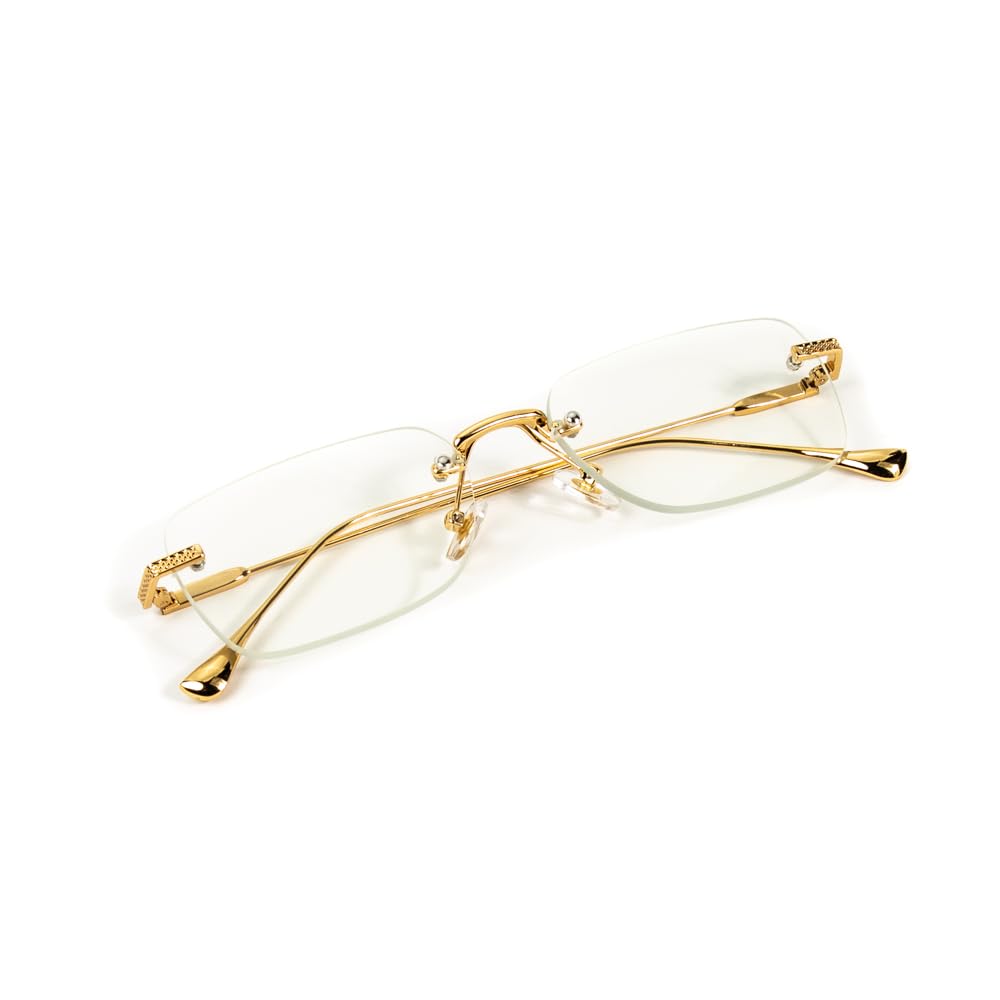 Street Knitted Gold Metal Square Clear Lens Sunglasses for Men Women