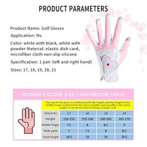 RNAGRET Golf Glove, Golf Gloves 1Pair Women Golf Gloves Fingerless Soft Sport Gloves Ladies Girl Granules Anti-Skid Glove Left and Right Hand Mittens (Color : Black, Size : 18)