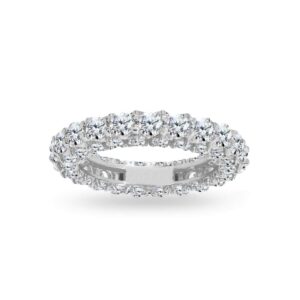 Hoops & Loops Yellow Gold Flashed Sterling Silver Cubic Zirconia Round Stackable Eternity Band Ring, Size 10