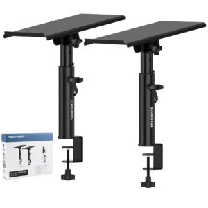 vondynote studio monitor stands pair heavy duty desk clamp speaker stands with adjustable tilt angle tray of 0-12 °