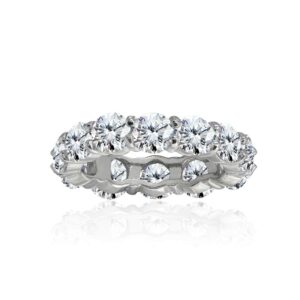 hoops & loops sterling silver cubic zirconia 5mm round-cut anniversary eternity band ring, size 6