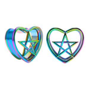 cooear 1 pair stainless steel gauges for ears double flared piercing tunnels notched plugs stretchers 0g to 1 inch.