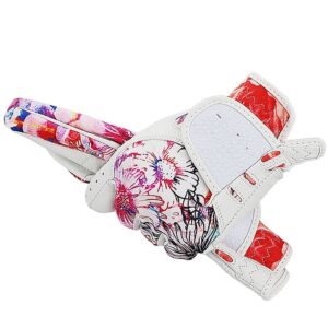 RNAGRET Golf Glove, Golf Gloves Golf Glove Women, Leather Printed Pattern Color, Soft Fit Good Grip,Ladies Left Right Both Hand (1 Pair) Gloves (Size : 18 Small)