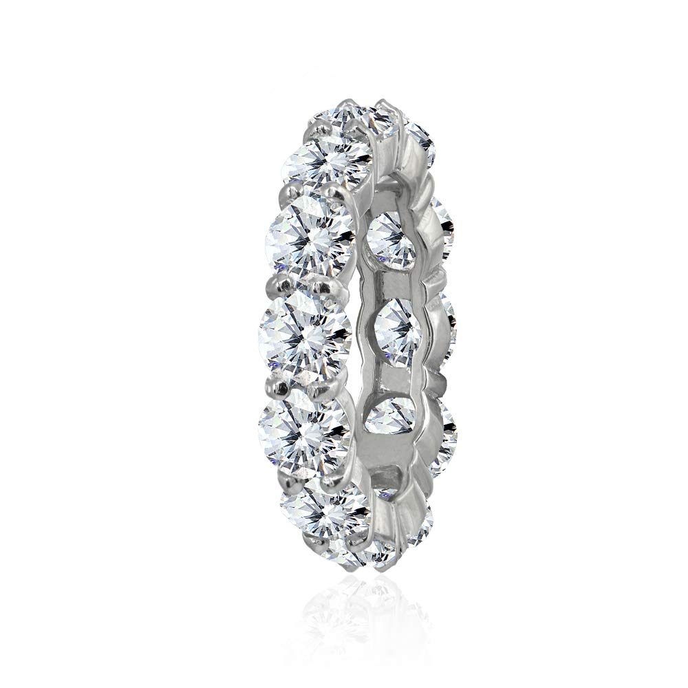 Hoops & Loops Sterling Silver Cubic Zirconia 5mm Round-Cut Anniversary Eternity Band Ring, Size 6