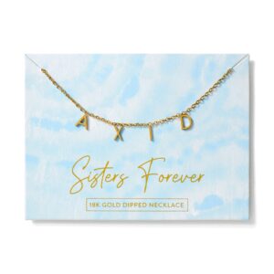 Sorority Shop Alpha Xi Delta Necklace — AXD Name Necklace, 18K Gold Plated Sorority Gifts Necklace, Long-Lasting Alpha Xi Delta Gifts for Women