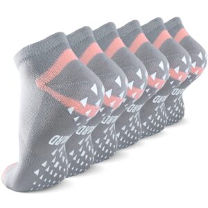 NOVAYARD 6 Pairs Non Slip Yoga Socks Pilates Hospital Gripper Barre Socks Women(Orange,Small)