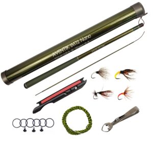 Aventik Tenkara Rods Pro IM12 Nano 6:4 Action Mini Sizes All Water Conditions Quality Carbon Tube Packing, Extra Spare Sections Included, Tenkara Fly Rods (9'0'' 10Sec Kit)