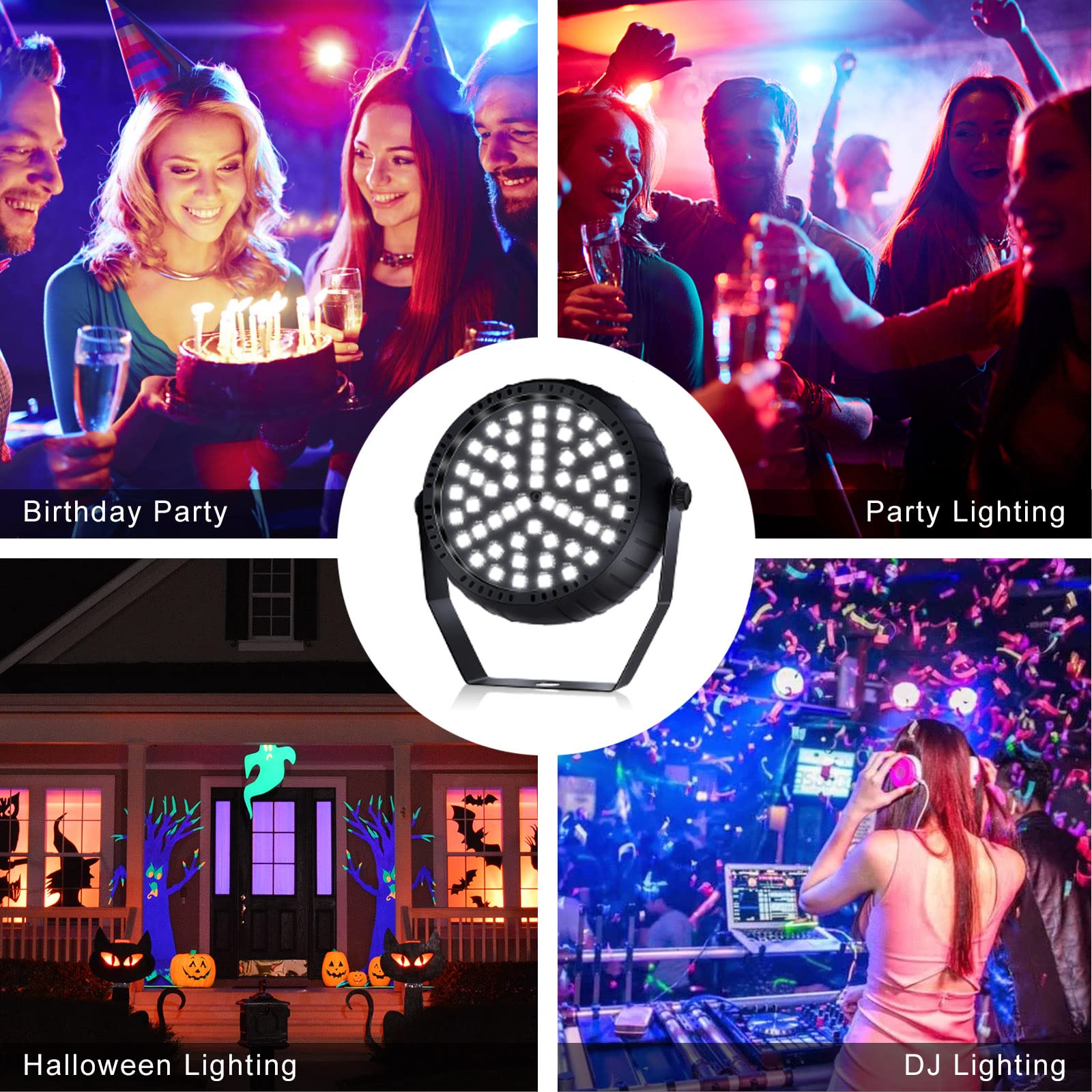 Telbum Strobe Light, 54 Super-Bright RGB LEDs Mini Strobe Light for Parties, Halloween Strobe Lights with Remote Control, Sound Activated & Speed Control DJ Flashing Light for Room Stage Disco Party