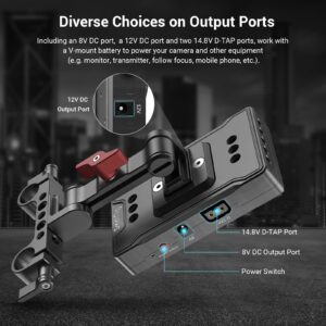 SmallRig V-Mount Battery Adapter Plate, V-Lock Battery Plate with Dual D-TAP and DC Ports, Adjustable Arm and 15 mm Rod Clamp, Compact V-Mount Battery Plate for Cameras, Monitors, Transmitter - 3499