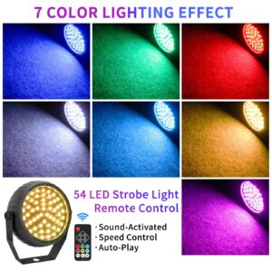 Telbum Strobe Light, 54 Super-Bright RGB LEDs Mini Strobe Light for Parties, Halloween Strobe Lights with Remote Control, Sound Activated & Speed Control DJ Flashing Light for Room Stage Disco Party