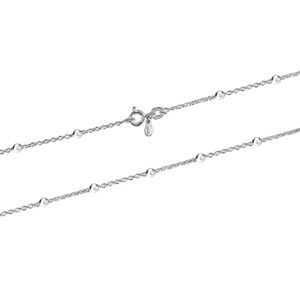 LeCalla 925 Sterling Silver Italian Bead Station Cable Chain Necklace for Women 18 Inches