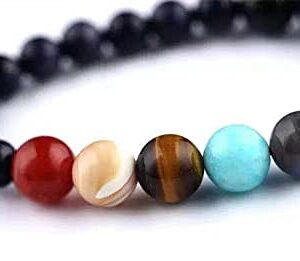 Unique Eight Planetary Bracelets Natural Stone Adjustable Beaded Bracelet Cosmic Solar System Themed Bracelet