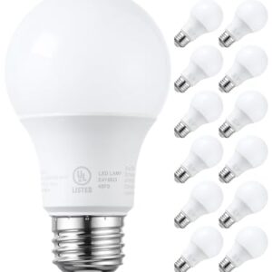 TORCHSTAR 12-Pack A19 LED Light Bulbs 60W Equivalent, UL Listed, 5000K Daylight, Dimmable, 9W, 800lm, Flicker Free, E26 Standard Base LED Bulb for Ceiling Fan, Lamp, 15,000hrs