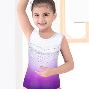 BAOHULU Leotards for Girls Gymnastics Toddler Shiny Metallic Athletic Bodysuit B254_WhitePurple_10A