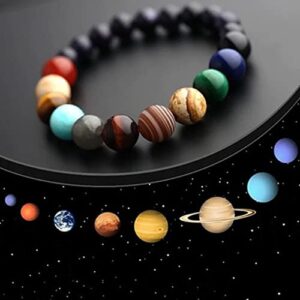 Unique Eight Planetary Bracelets Natural Stone Adjustable Beaded Bracelet Cosmic Solar System Themed Bracelet